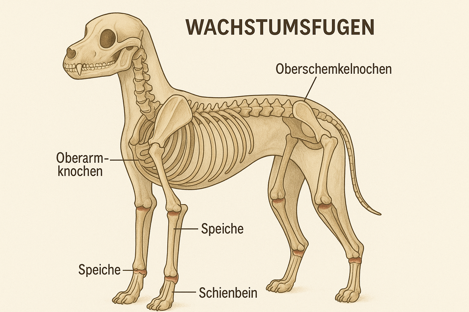 grafische Darstellung der Wachstumsfugen bei Hund